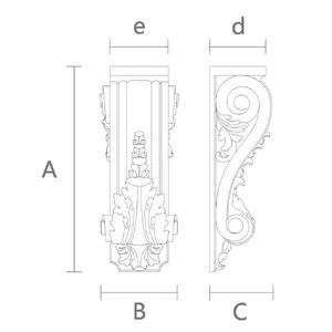 wood medium carved scroll leaf corbel baroque style